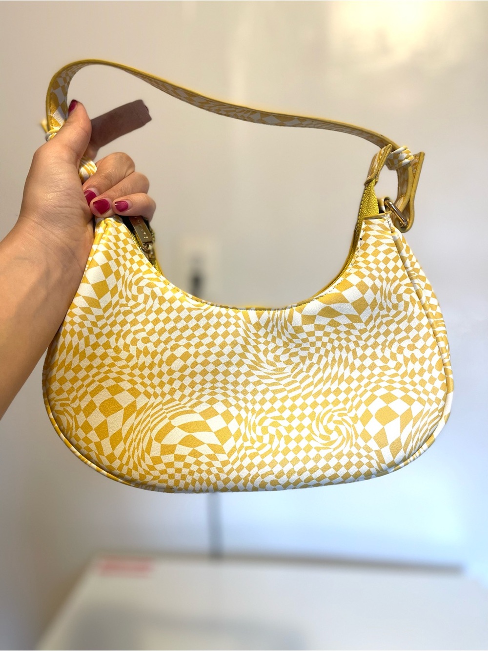 Macy's Yellow & White Geometric Mini Shoulder Bag